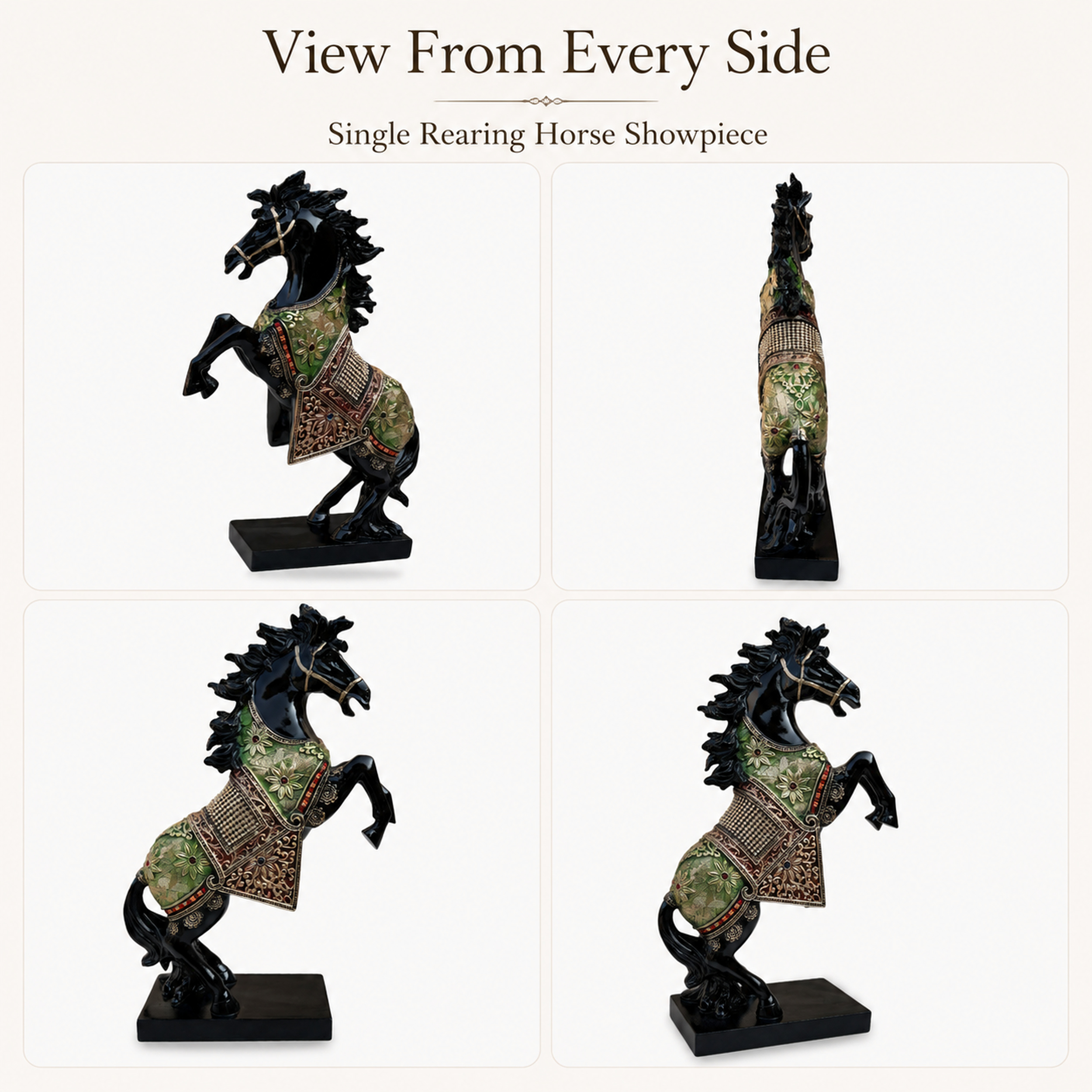 Black Horse Statue Showpiece for Home Decor, Resin, 15 Inch — photo — 3 of 9