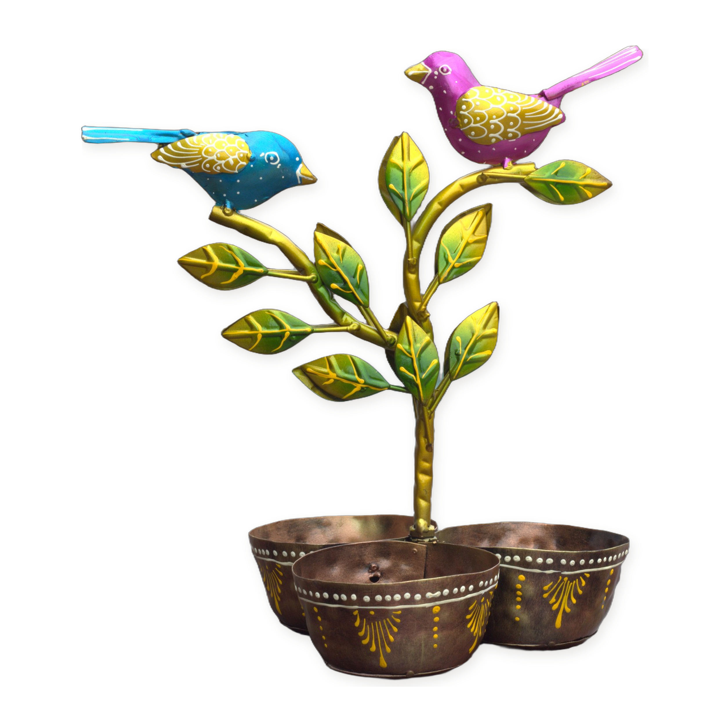 Iron Dry Fruit Bowl Stand with Bird Tree, 3 Bowls, 12 Inch — photo — 4 of 9