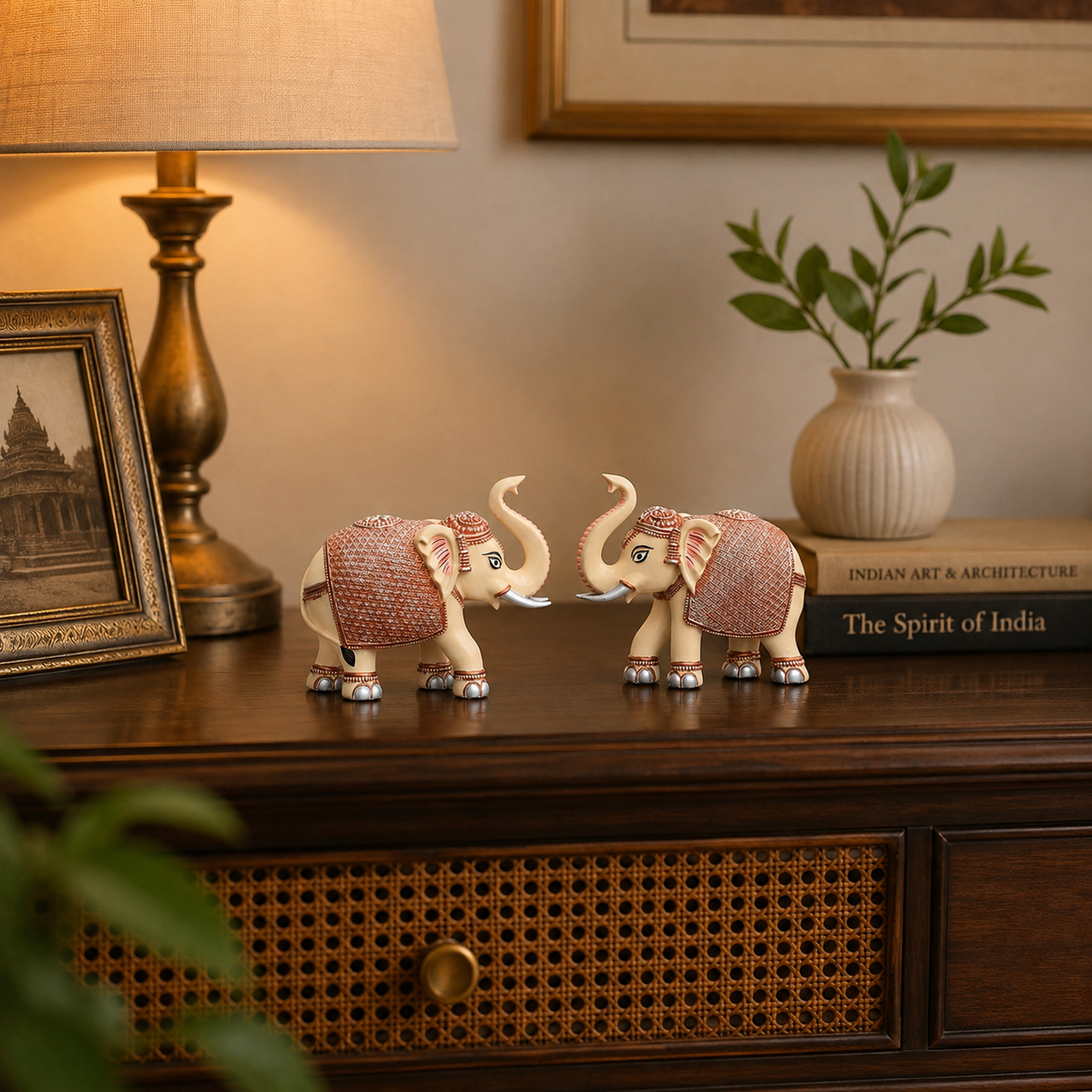 Peach Cream Mini Elephant Showpiece Pair, Car Dashboard, 3 Inch — photo — 6 of 9
