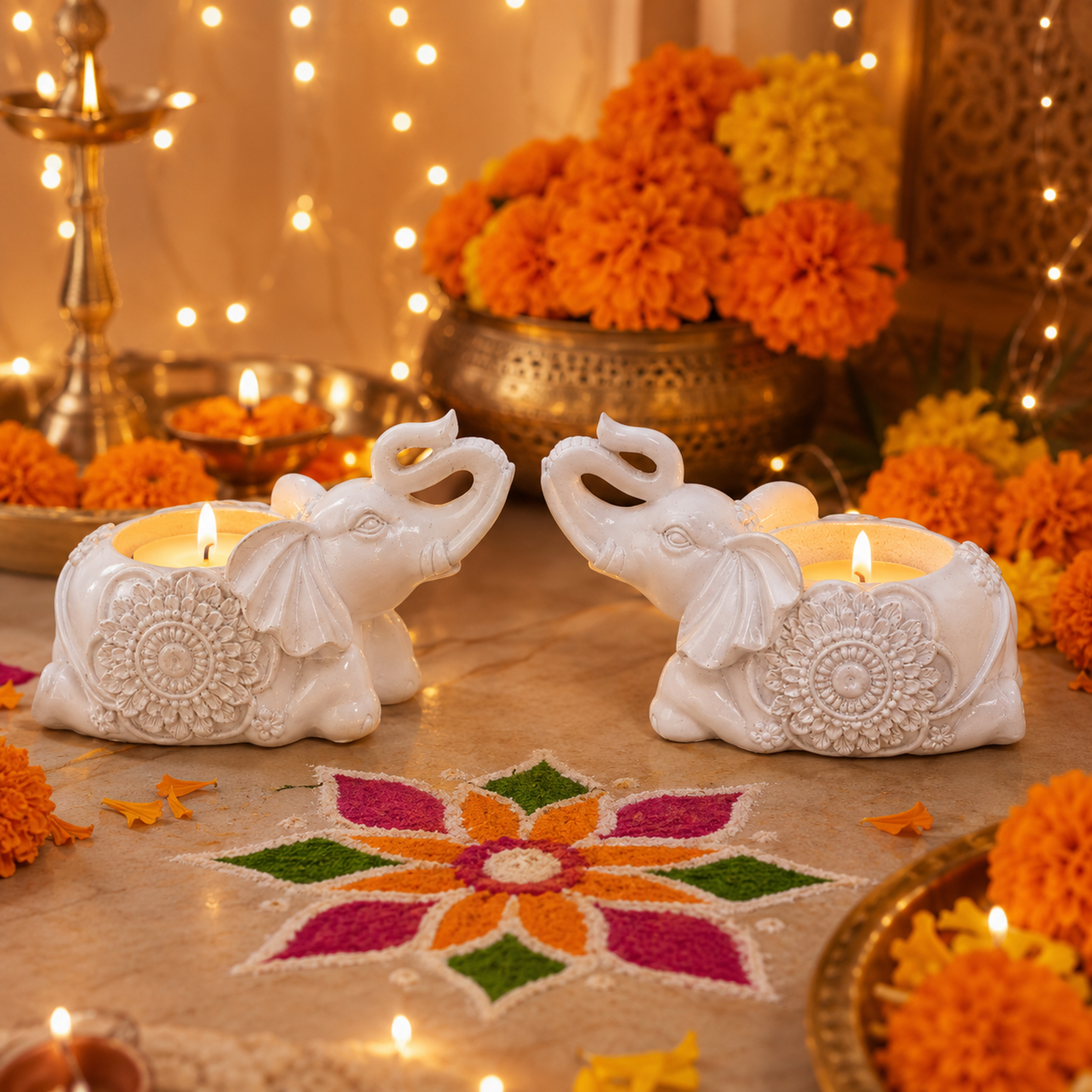 White Elephant Tealight Candle Holders, Set of 2, 5.5 Inch — photo — 7 of 9