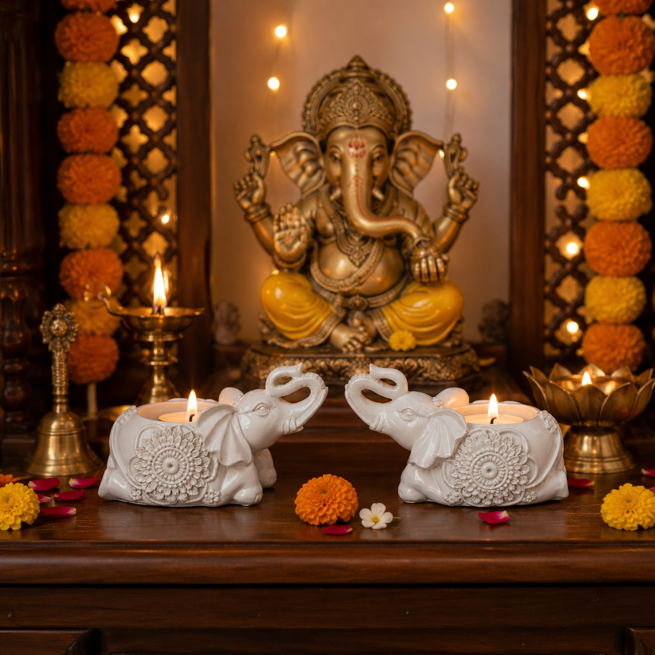 White Elephant Tealight Candle Holders, Set of 2, 5.5 Inch — photo — 8 of 9