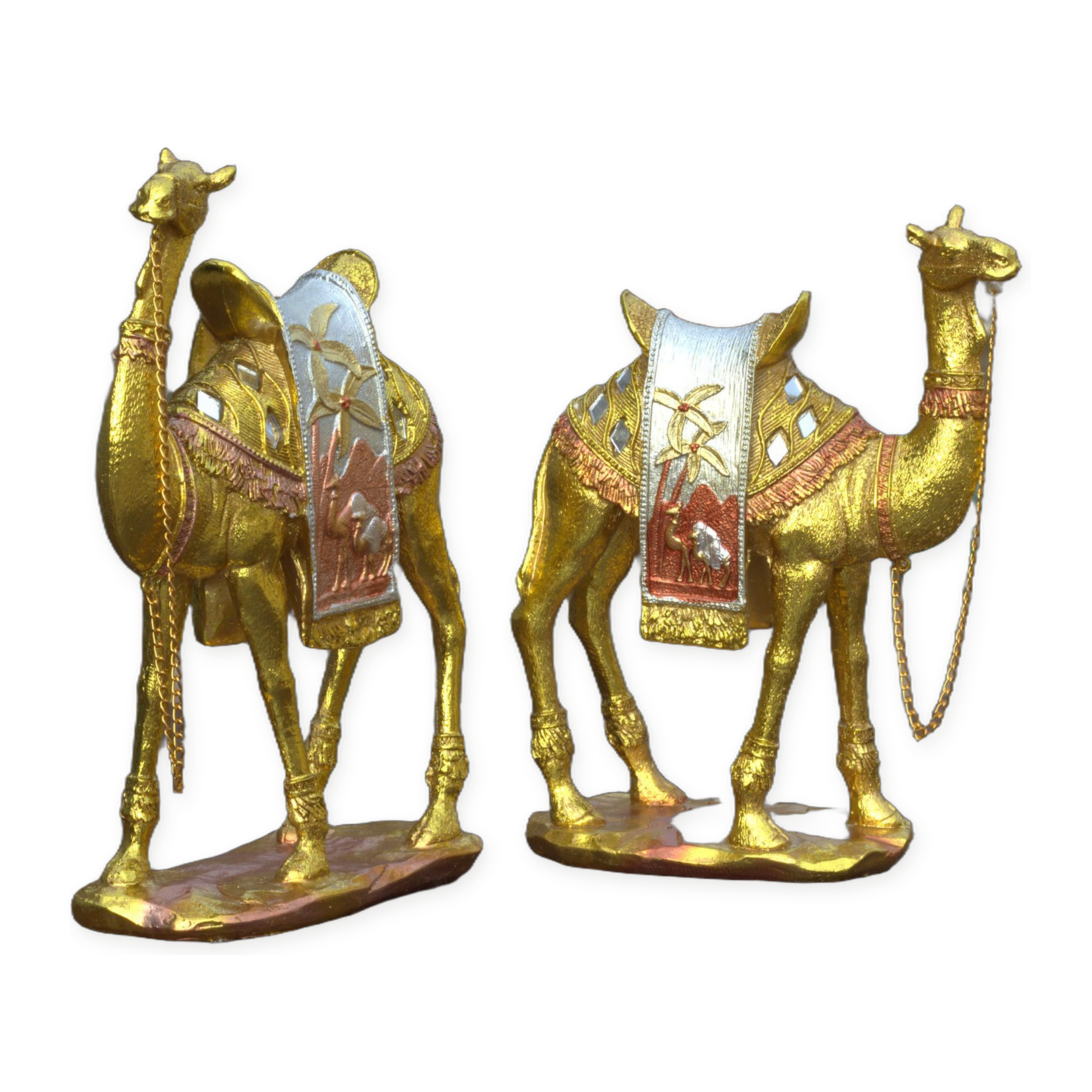 Gold Camel Statue Showpiece Pair, Set of 2, Resin, 10 Inch — photo — 7 of 9